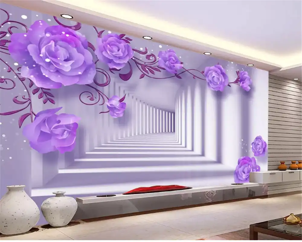 Beibehang Hd Fresco 3d Ungu Timur Elegan Rose Latar Belakang Dinding Papel De Parede Untuk Quarto Foto Wallpaper Kertas Peint Behang Foto Wallpaper Kertas Peintpapel De Parede Aliexpress