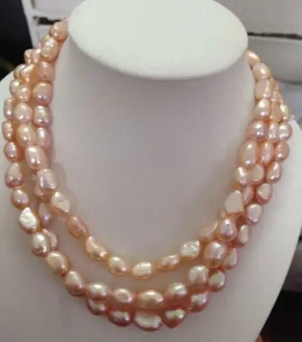 

10X10 jewerly free shipping gorgeous natural 9-10mm south sea pink purple pearl necklace 48inch