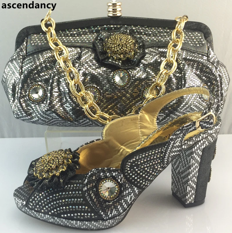 Gray Color Bag and Shoes Set Italy Italian Matching Shoe and Bag Set