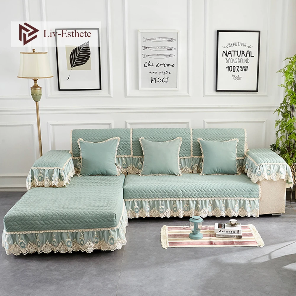 

Liv-Esthete Luxury European Fabric Anti-slip Lace Prevent Dirty Sofa Cover Cushion Cover Various Sizes Nordic Sofa Cushion