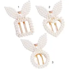 Корейские геометрические выдалбливают Duckbill заколка для волос для женщин девушка милые уши кролика булавка с имитацией жемчуга квадратное Сердце Стиль заколка