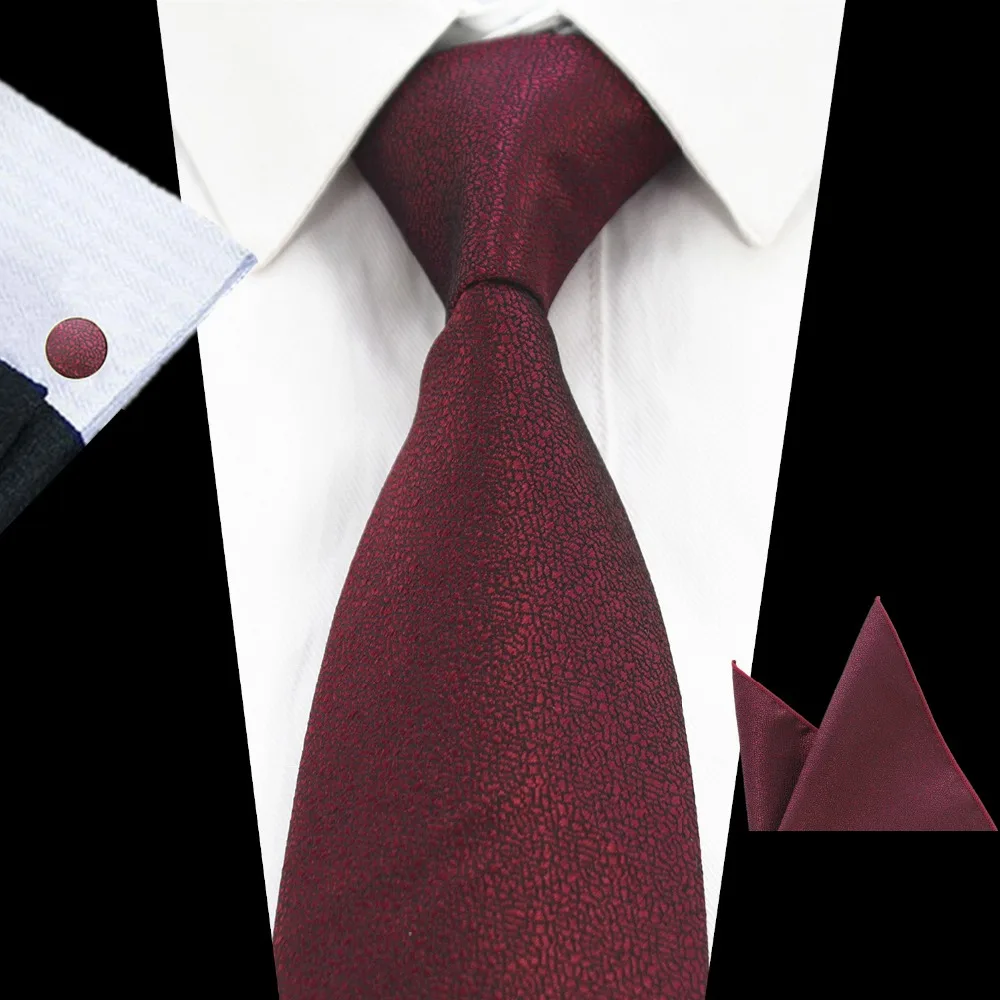 RBOCOTT модный простой мужской галстук 8 см набор шелковых галстуков синий зеленый фиолетовый желтый серый красный свадебный однотонный галстук Hanky запонки набор