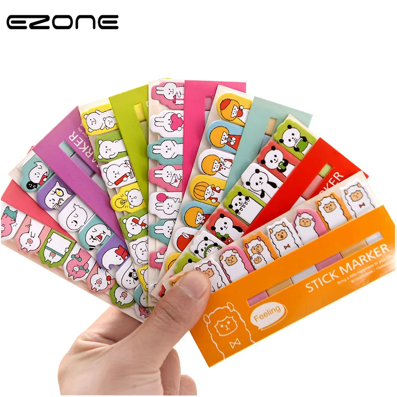 

EZONE Cute Animal Sticker Marker Kawaii Panda/Girl/Ranger/Bear/Rabbit/Lamb/Pig Shape Students Sticky Notes Bookmarks Stationery
