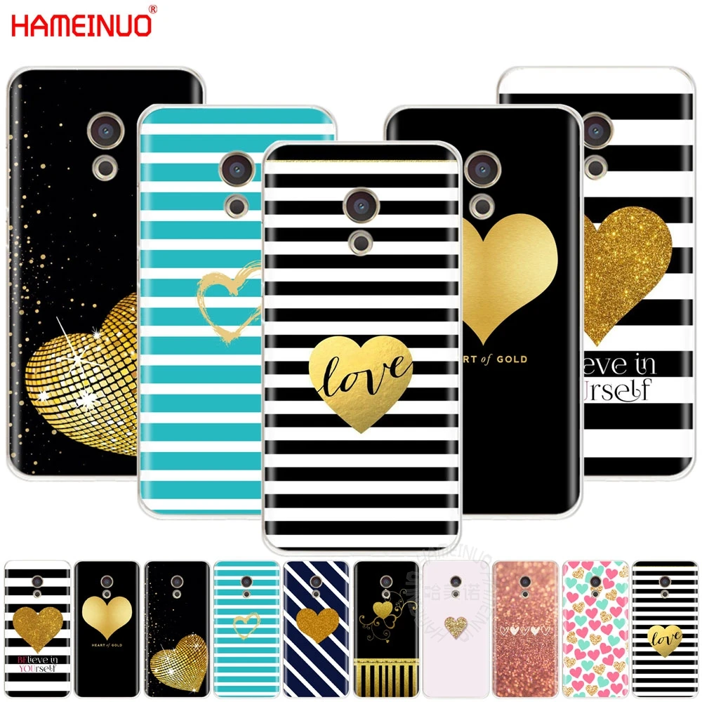 

HAMEINUO gold heart love Cover phone Case for Meizu M6 M5 M5S M2 M3 M3S MX4 MX5 MX6 PRO 6 5 U10 U20 note plus