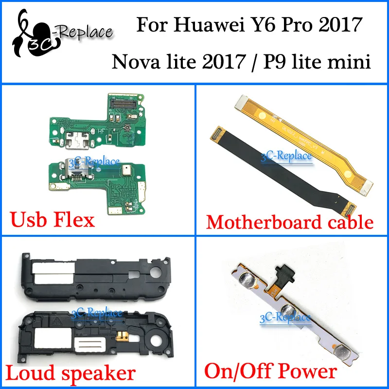 Для huawei Y6 Pro /Nova lite /huawei P9 lite mini Usb гибкий кабель материнской платы громкий динамик вкл/выкл гибкий силовой кабель