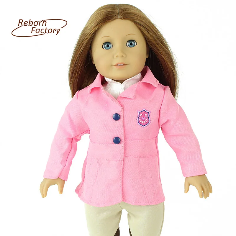 Конного Одежда Для American Girl Розовый Куртка Белая Рубашка Цвета Хаки Брюки Мода 18