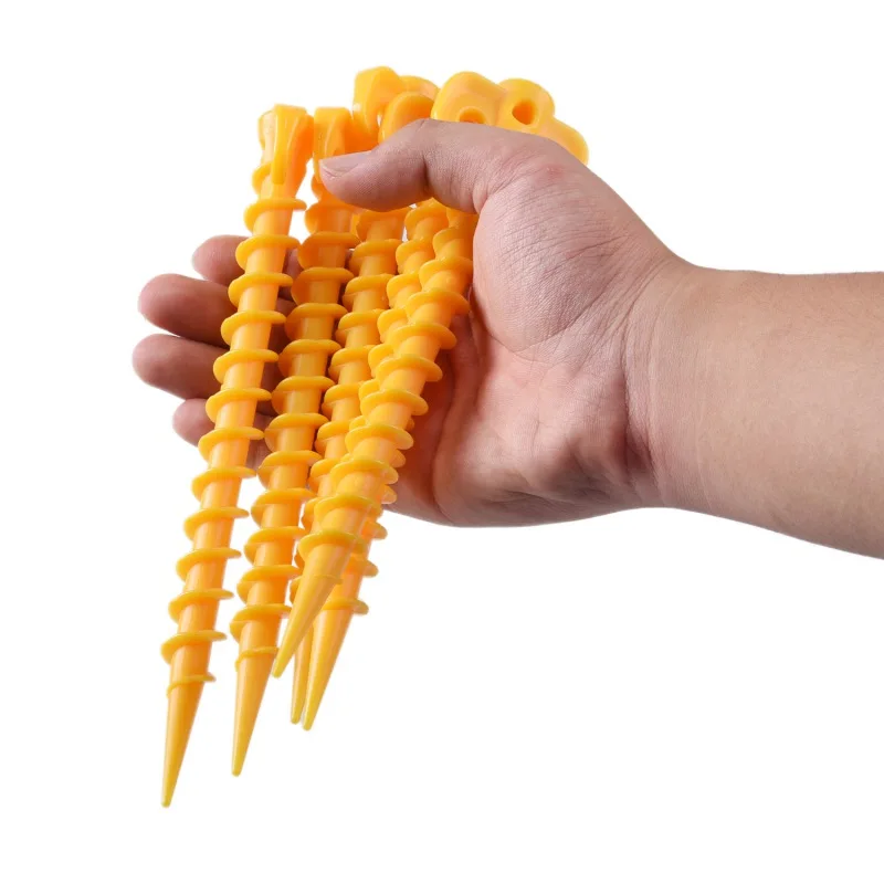 

New 5Pcs Plastic Screw Plastic Outdoor Spiral Sports Accessories Hiking Camping Tent Peg Nails peg Trip Tent Travel Nail Kit