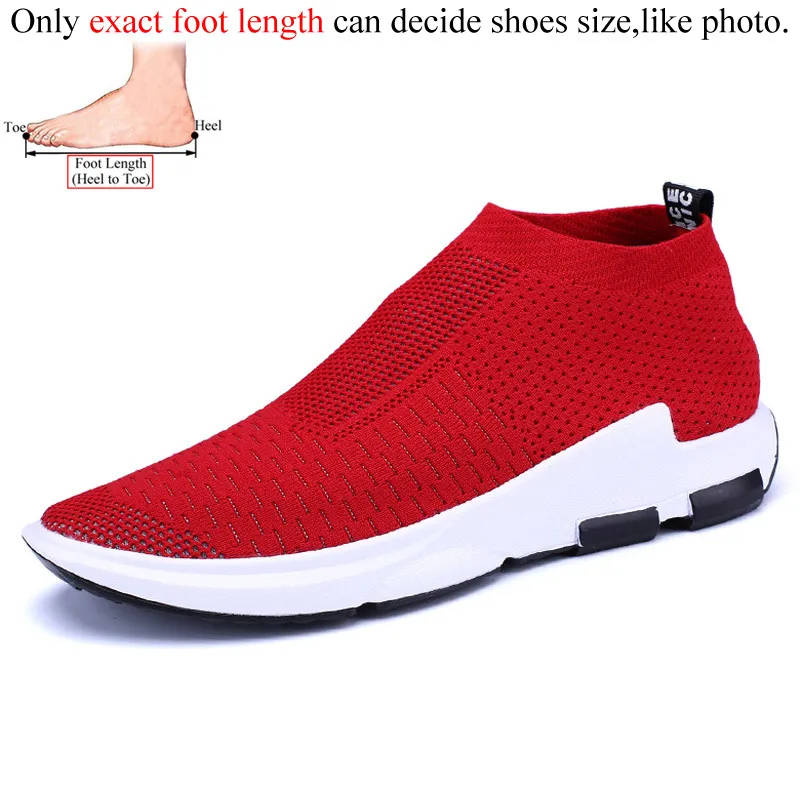 sport shoes men running for sock sneaker women black red breathable summer sneakers gym mens trainers footwear big size 47 48 - Цвет: Red