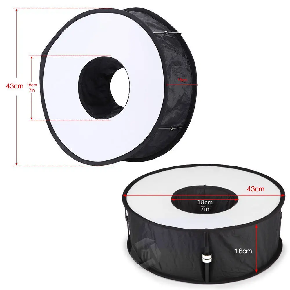 P18"/ 45cm Foldable Ring Speedlite Flash Diffuser Macro Shoot Round
