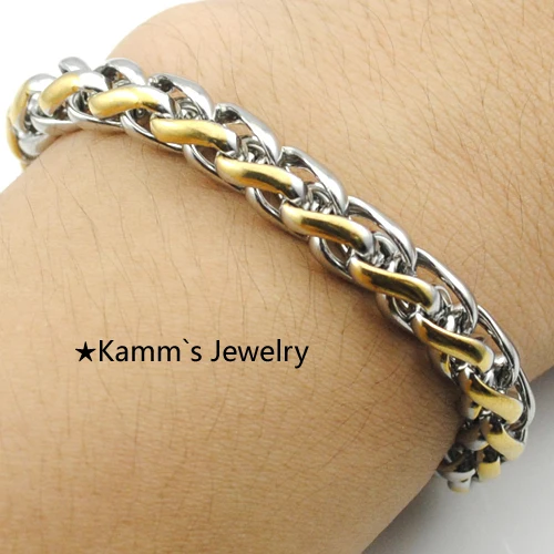 Серебро золото 316 из нержавеющей стали Мужской Велосипед ювелирный браслет из цепочек панк рок для байкеров, подарки,, KB127