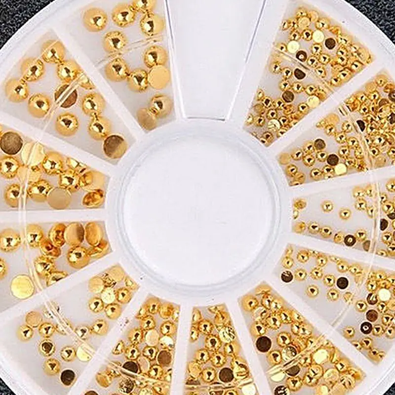 Shellhard Mixed Size Gold 3D Rhinestone Nail Rhinestones DIY Nail Art Decor Wheel Manicure Decoration