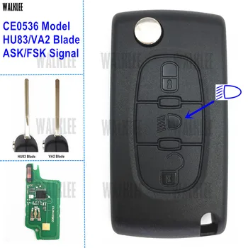 

WALKLEE Remote Key Work for Citroen Vehicle C2/C3/C4/C5/Berlingo/Picasso 3BT with Light/Lamp Button (CE0536, HU83/VA2, ASK/FSK)