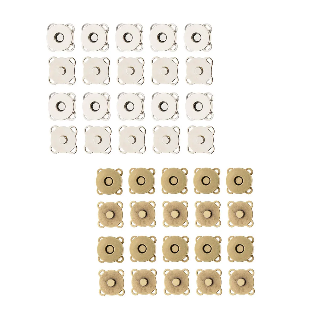 20 Sets Magnetic Snap Closure Fasteners Buttons Purse Clasp Bag Sewing Craft 14mm