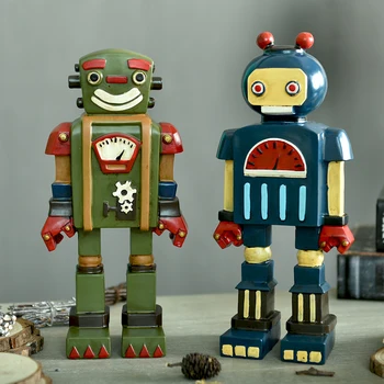 

Retro Robot Figurines European style Handicraft Cartoon Machine Decoration Desktop Children's Toys Gifts