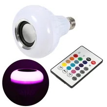 E27 12W LED RGB Bluetooth Speaker Bulb Wireless Music Playing Light Lamp With Remote Control
