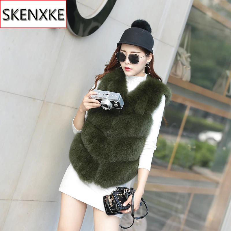 

2019 Fashion Women Natural Real Fox Fur Vest Winter Warm Ladies Fox Fur Vest Sleeveless Genuine Fox Fur Coat Real Fox Fur Gilet