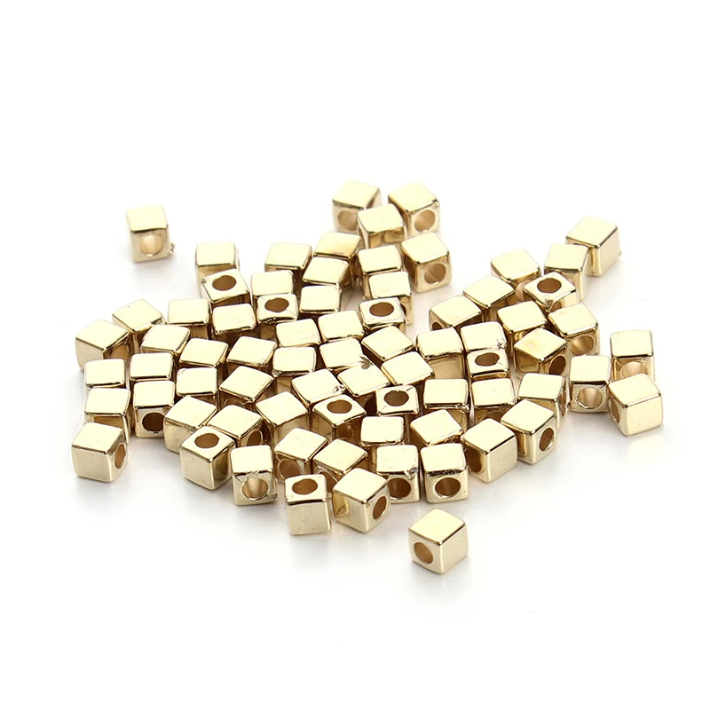

200piece/bag 3mm/4mm/5mm Rhodium Gold CCB Plastic Square Seeds Beads Big Hole Diy Charm Spacer Beads For Jewelry Making F3296