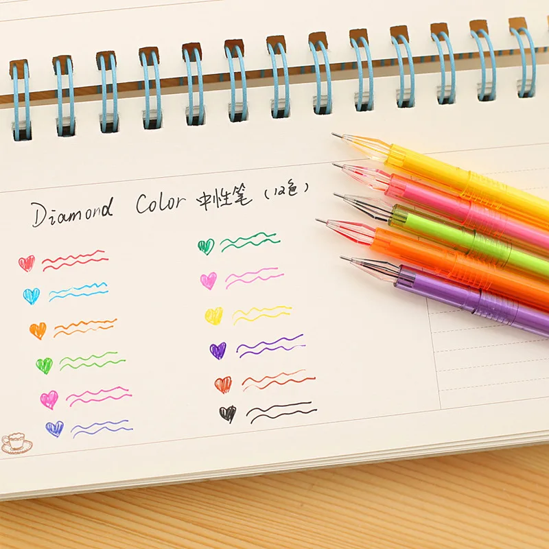 

(1pcs/sell) 0.5,mm 12 Color Mark Korean Ink Ballpint Gel Pens Refill for Writing Kawaii Stationery Escolar 2017 School Supplies