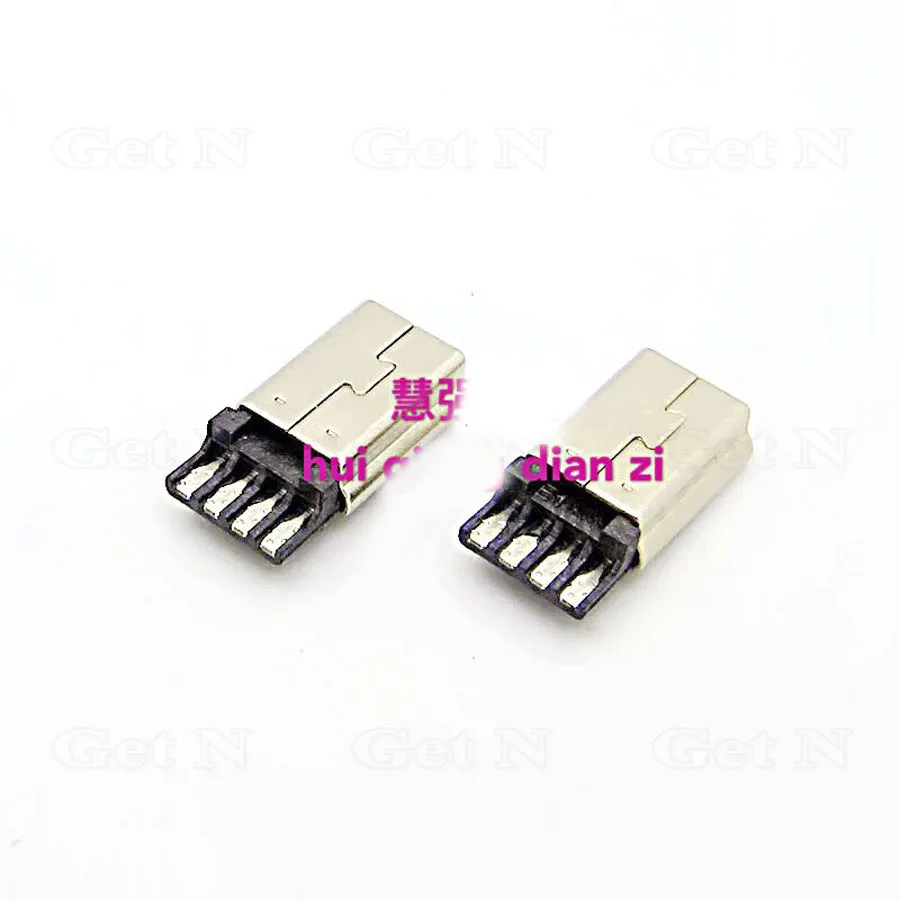 

100pcs/lot 5-pin Mini USB Plug Male Connector Welded-on Flat Angle Type B