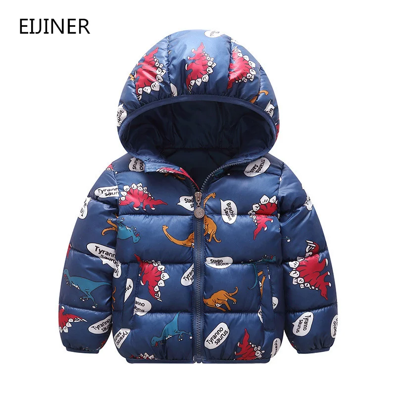 

Cartoon Dinosaur Boys Coats Winter Autumn Girls Boys Parka Light Kids Jacket Hood Cotton Coat Children Jacket Toddler Outerwear