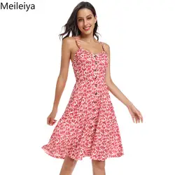 Женская повязка с принтом шифоновое платье 2019 летнее пляжное праздничное нежное Цветочное платье без рукавов на бретелях