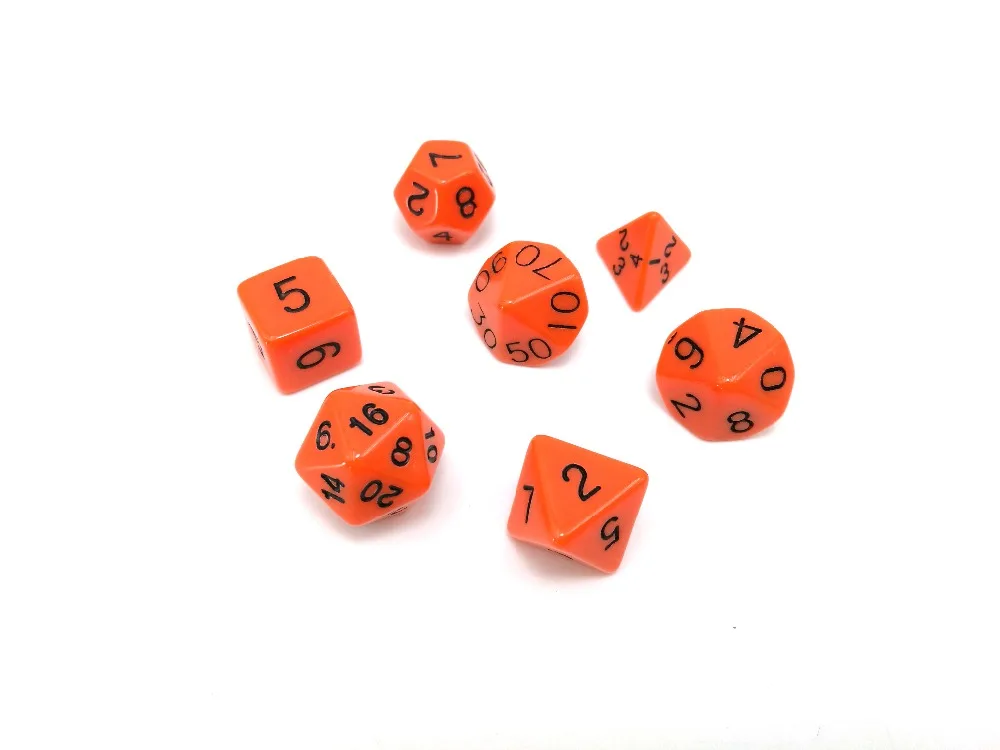 

7pcs/set game dice orange color multi-sided pearlized effect dice game