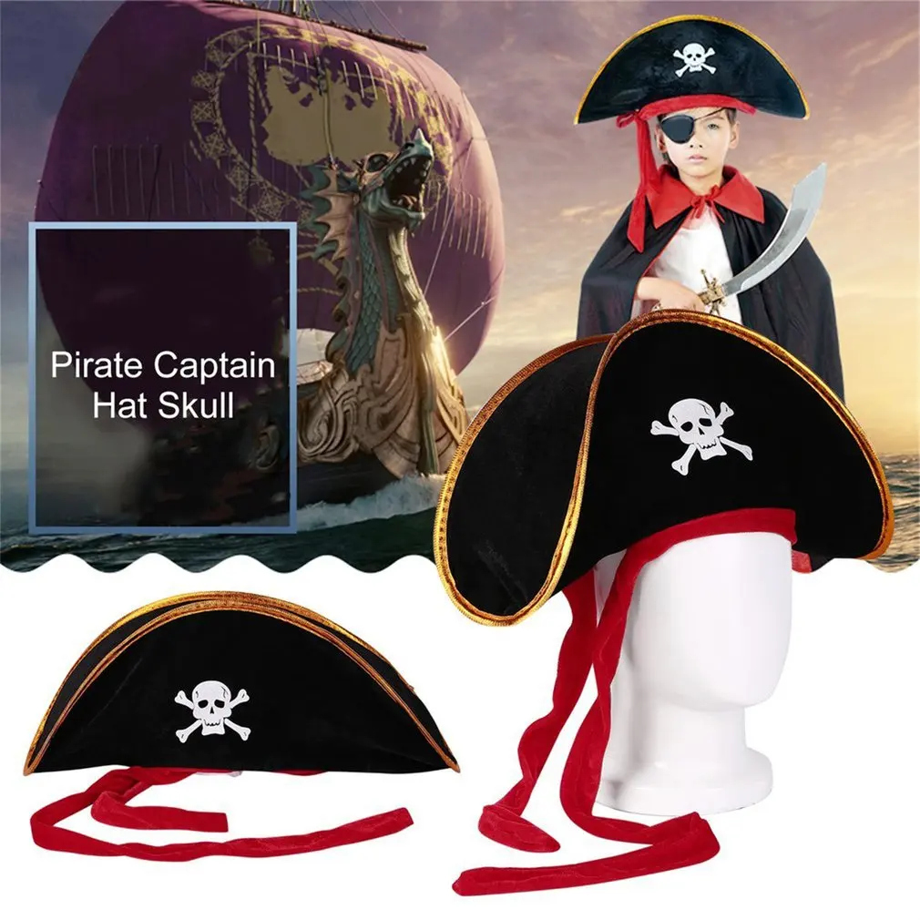 Pirate Captain Hat Skull & Crossbone Design Cap Costume Fancy Dress for Party Halloween Cosplay Polyester Hat Cap Pirate Captain Hat Skull & Crossbone Design Cap Costume Fancy Dress for Party Halloween Cosplay Polyester Hat Cap