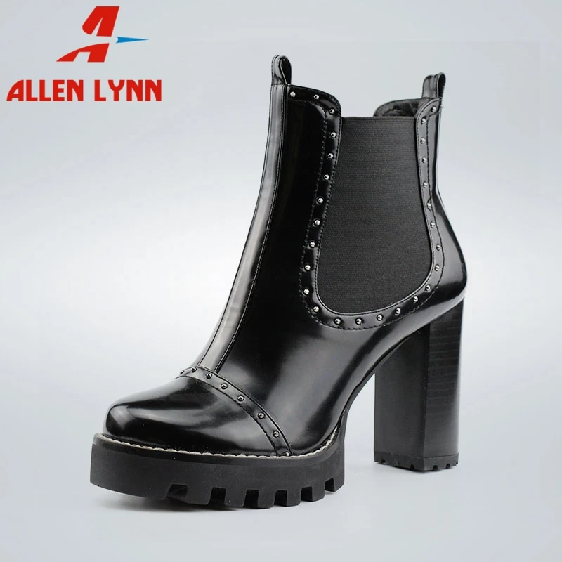 

ALLEN New Big Size 35-41 Brand Fashion Ladies High Heels Platform Shoes Woman 2019 Casual Office Spring Autumn Ankle Boots