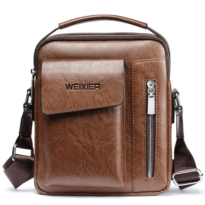 

Vintage Messenger Bag Men Shoulder bags Pu Leather Crossbody Bags For Men Bags Retro Zipper Man Handbags WBS510