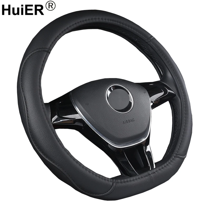 HuiER чехол рулевого колеса автомобиля D форма из искусственной кожи для Volkswagen VW Golf R