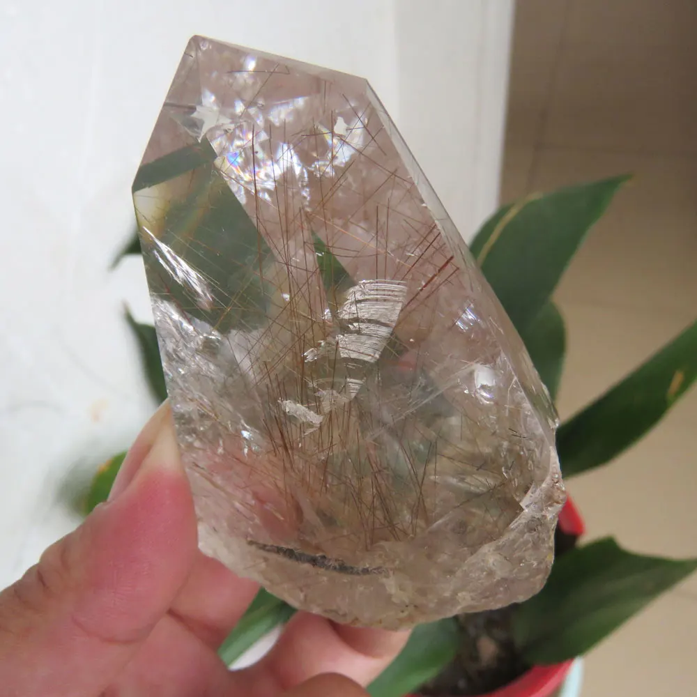 

160g New AAA Natural Red Rutilated Quartz Crystal Point Wand Rutile Quartz Rainbow Ghost Hair Quartz Reiki Healing Fengshui
