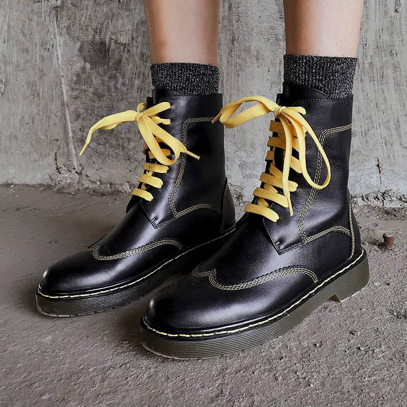 

Women ankle boots Genuine Leather 22-24.5 cm manual leather Cowhide Motorcycle boots Martin boots fashion casua women's shoes