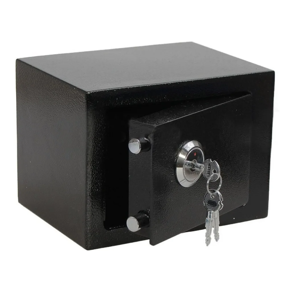 

3KGL Professional and Durable Strong Iron Steel Key Operated Security Money Cash Safe Box For Home Office Jewelry Black