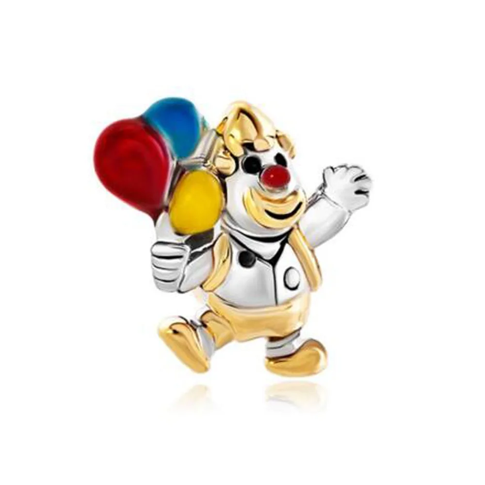 

Free shipping Golden Clown Jumping Colorful Balloon Designer Charm Beads Fit Pandora charm bracelet