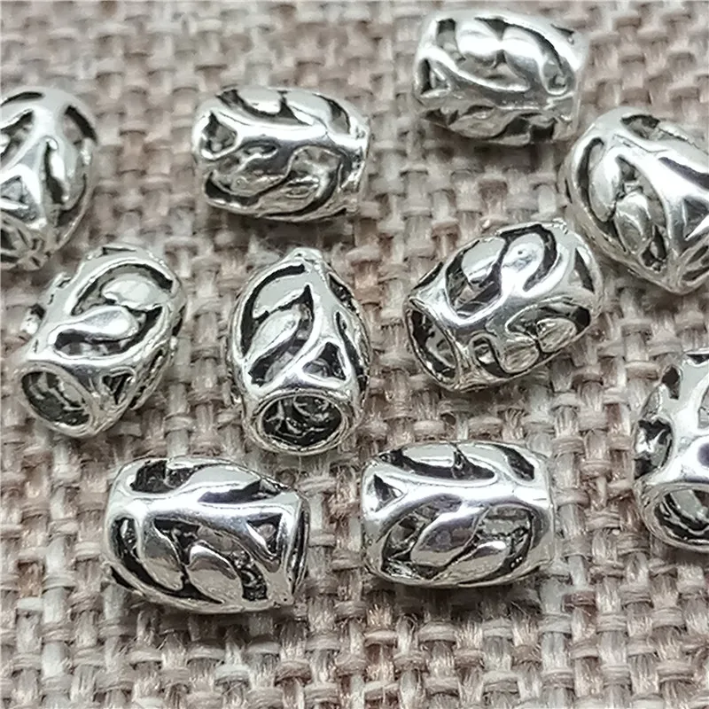 14 Pezzi Di Perle Di Barilotto Foglia Argento 925 Per Collana Braccialetto