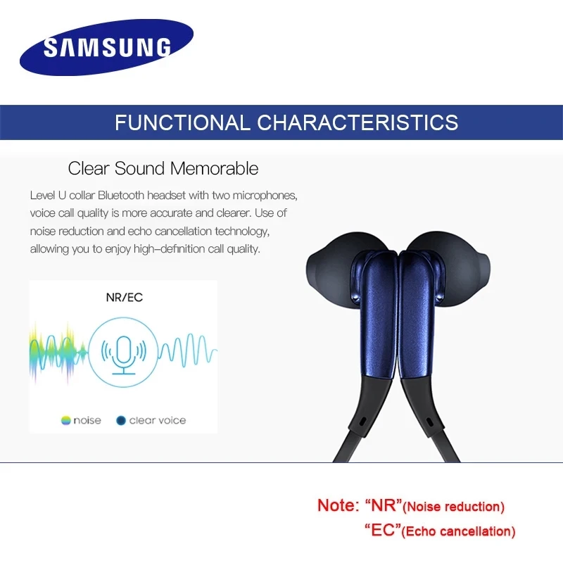 SAMSUNG Level U Wireless Bluetooth Earphone Neckband headsets Collar Noise Cancelling Support A2DP,HSP,HFP for Glaxy 8 S8plus