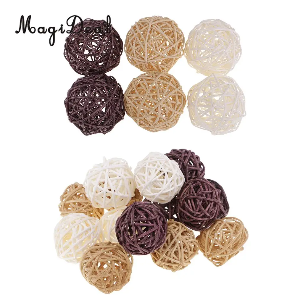 21pcs mixed sizes Wicker Rattan Balls, Christmas/Birthday&Home Wedding Party Decorations DIY Ornaments Rattan Ball Kids Toys