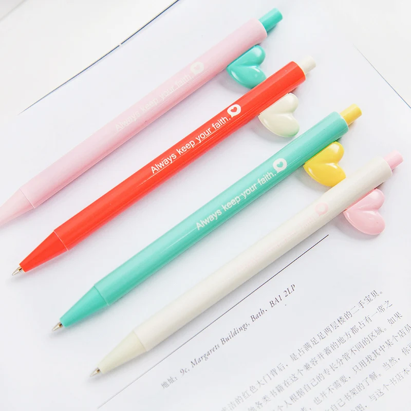 Ballpoint pen pressing style plastic material lovely heart and candy color ball pen blue ink 0.5mm school writing stationery Ballpoint pen pressing style plastic material lovely heart and candy color ball pen blue ink 0.5mm school writing stationery