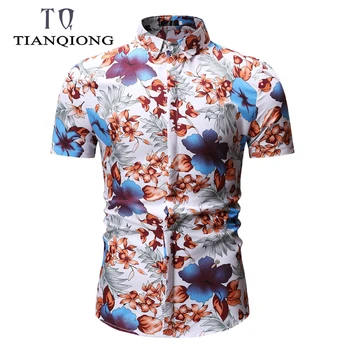 

Mens Summer Beach Hawaiian Shirt 2019 Brand Short Sleeve Plus Floral Shirts European Size M-3XL Men Clothing Camisas