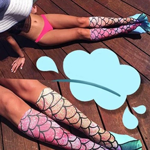 1 Pair Creative Design Sexy Tights Mermaid Tail Below Knee Cartoon Socks | Мужская одежда