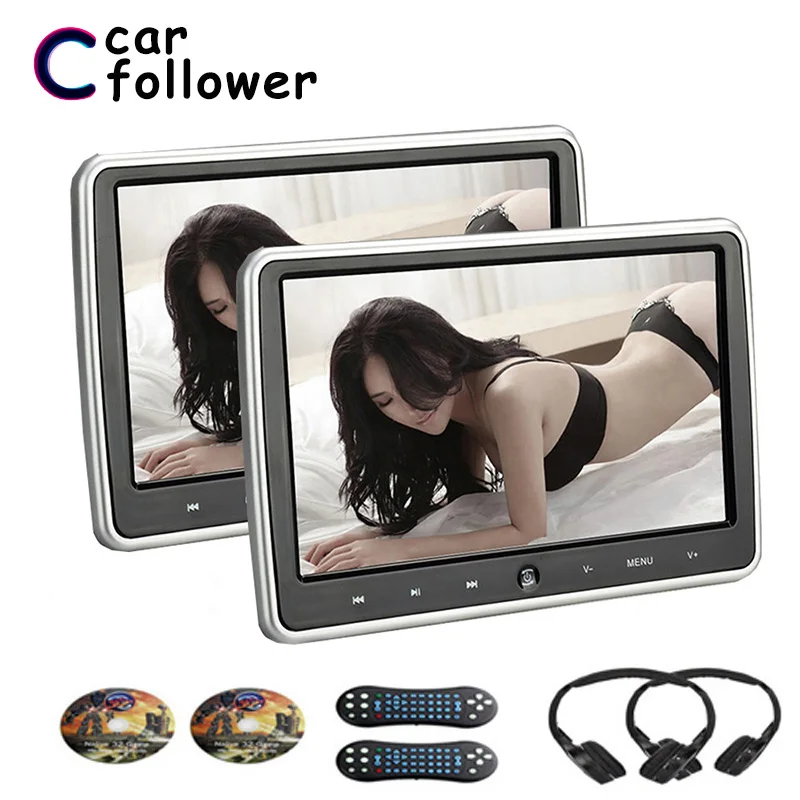 

2PCS 10.1 Inch Headrest With Monitor HD Digital LCD Screen Auto DVD MP5 Player With USB/SD/HDMI/IR/FM Transmitter/Game Car TV