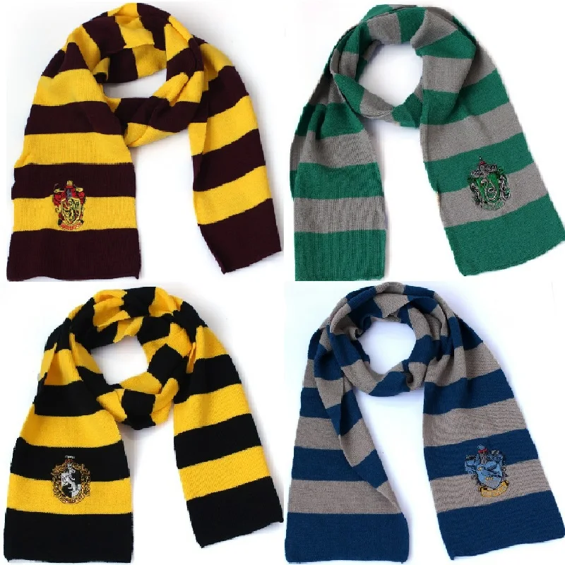 Теплый шарф-значок Harri Gryffindor Slytherin Hufflepuff Ravenclaw, шарфы, маскарадные костюмы для детей, подарок на Хэллоуин