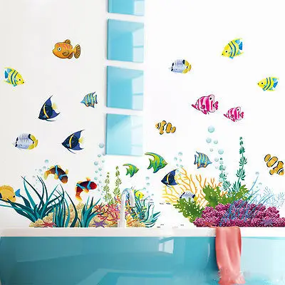 Морской мир трава рыбный риф под морем Акула рыба 3D мультфильм водонепроницаемые