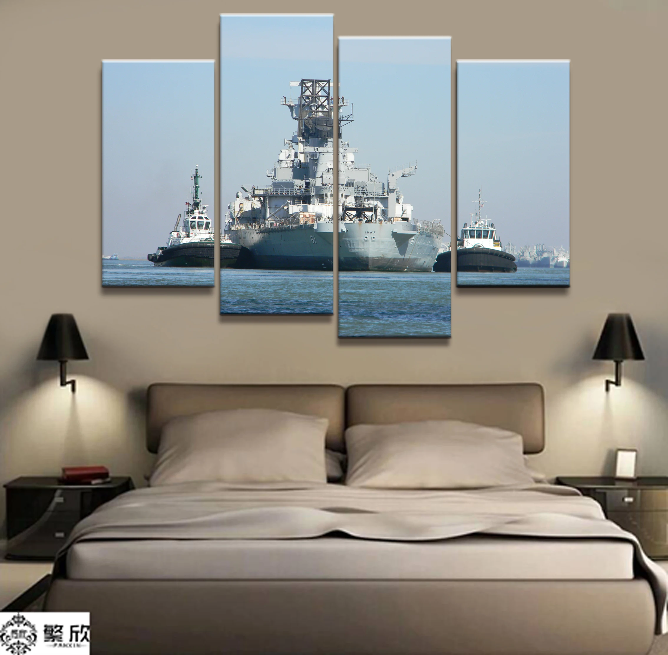 

4 Panel Military USS Iowa navy war weapon Poster Printed Painting For Living Room Wall Art Decor Picture Artworks Poster