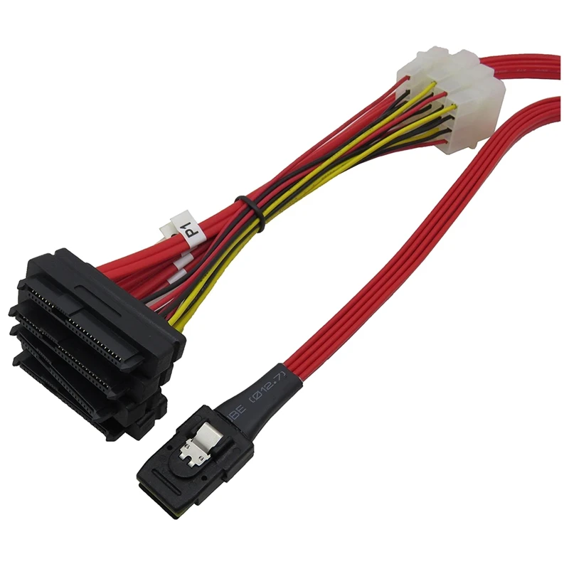 Mini SAS 36P SFF8087 to 4 X SFF 8482 29P with Power Red Cable 1M |