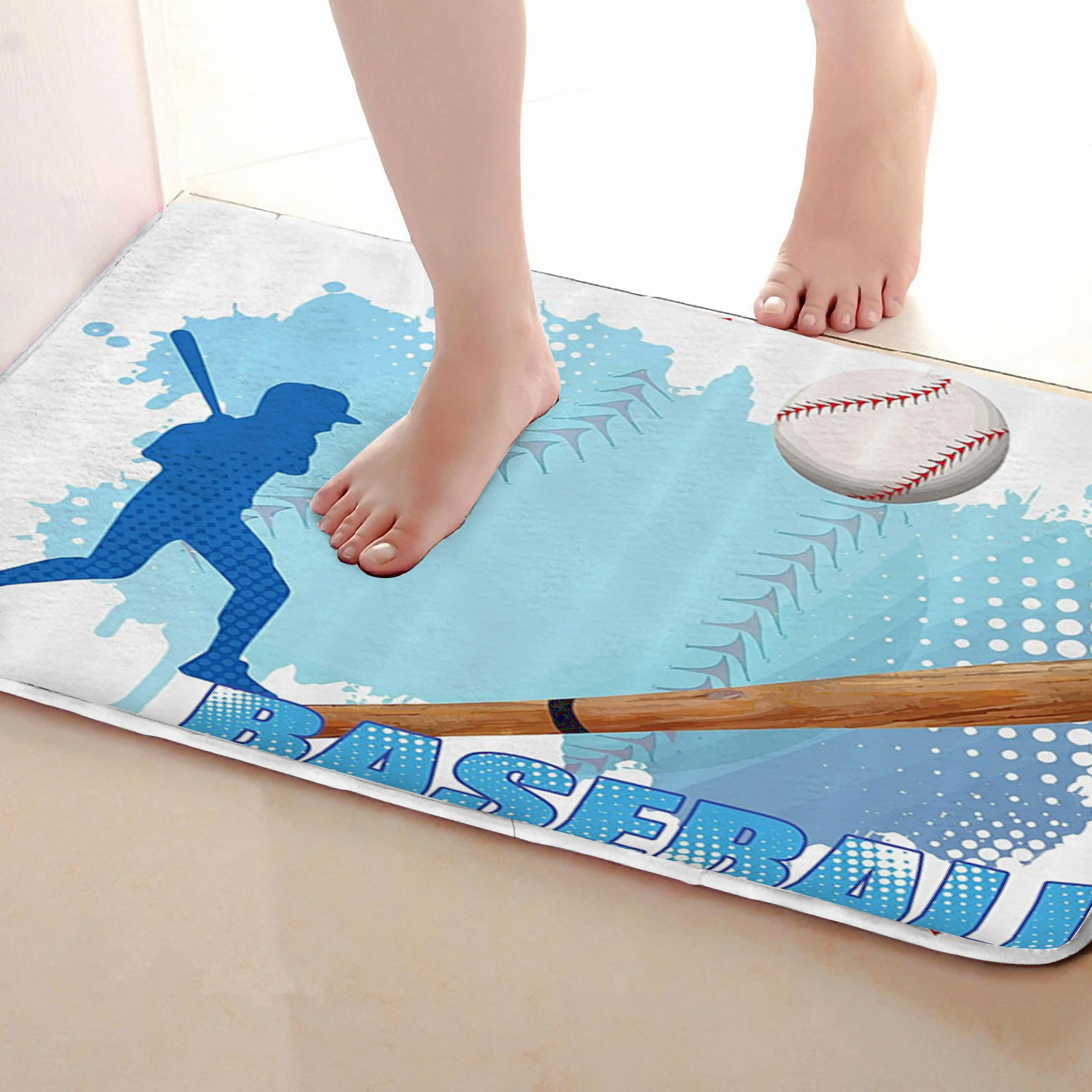 Бейсбольный Стиль Коврик для ванной комнаты, смешной Противоскользящий коврик для ванной, занавески для душа s аксессуары, соответствующие вашей душевой занавеске