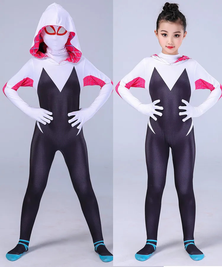 3D Дети Женщины Человек-паук Гвен костюм Гвендолин Максин Стэйси зентай костюм Spidergirl Косплей костюмы на Хэллоуин для девочек