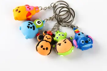 

50 pcs Anime mini lot keychains Minnie Mickey mouse Stitch Mr.Q figures PVC pendants 4cm for gifts