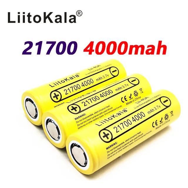 LiitoKala Lii-40A 21700 4000mAh литий-ионный аккумулятор 3,7 V 40A мод/комплект 3,7 V 15A мощность 5C скорость разряда