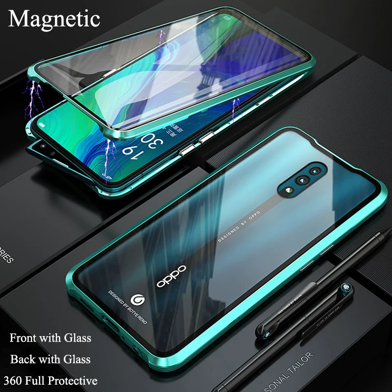 Для OPPO Reno Магнитный чехол передняя + задняя Двусторонняя 9H из закаленного стекла